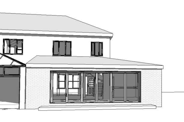 Rear extension with sliding doors